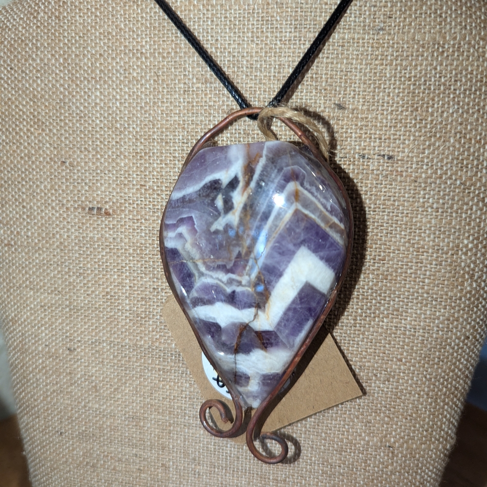Purple and Brown Chevron Agate Necklace